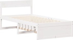 vidaXL Σκελετός Κρεβ. Χωρίς Στρώμα Λευκό 75x190 εκ Μασίφ Πεύκο