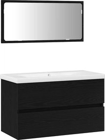 vidaXL Σετ Επίπλων Μπάνιου 3 pcs Μαύρη Οξυά Επεξεργασμένο ξύλο