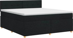 vidaXL Κρεβάτι box spring με στρώμα Μαύρο 180 x 200 cm Ύφασμα
