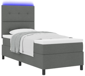 vidaXL Κρεβάτι με ελατήρια και στρώμα & LED – Σκούρο Γκρι, 80 x 200 εκ.