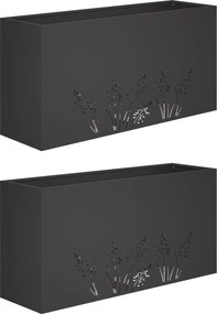 vidaXL Γλάστρα Κήπου 2 τμχ. Μαύρο 100 x 20 x 49 εκ