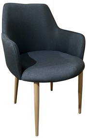 Καρέκλα Τραπεζαρίας ArteLibre LUZIA Γκρι/Φυσικό Ύφασμα/Μέταλλο 57x60x78cm