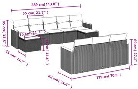 vidaXL Σαλόνι Κήπου 10 Τεμαχίων Γκρι από Συνθετικό Ρατάν με Μαξιλάρια