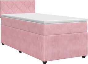vidaXL Κρεβάτι box spring με στρώμα Ροζ 90 x 200 cm Βελούδο