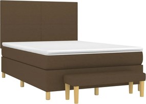 vidaXL Κρεβάτι Boxspring με Στρώμα Σκούρο Καφέ 140x190 εκ. Υφασμάτινο