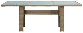 vidaXL Τραπεζαρία Κήπου Καφέ 200x100x74 εκ. από Γυαλί/Συνθετικό Ρατάν