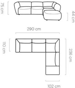 Γωνιακός καναπές Canada L-Krem-Δεξιά