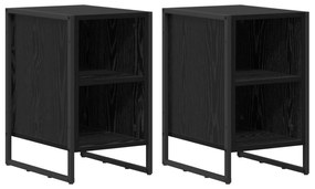 vidaXL Κομοδίνο 2 pcs Μαύρη Οξυά 39.5 x 30 x 50 εκ Επεξεργασμένο ξύλο