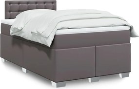 vidaXL Κρεβάτι Boxspring με Στρώμα Γκρι 120x200εκ. από Συνθετικό Δέρμα