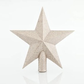 Eurolamp Κορυφή Δέντρου Αστέρι Με Glitter Υ20cm Σαμπανί 600-42672