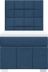 vidaXL Κρεβάτι Boxspring με Στρώμα Μπλε 90x200 εκ.Υφασμάτινο