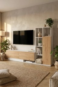 Stewehome Ράφι βιβλιοθήκης με ντουλάπι για τηλεόραση 210x30x124 cm