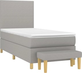 vidaXL Κρεβάτι Boxspring με Στρώμα Ανοιχτό Γκρι 90x200 εκ. Υφασμάτινο