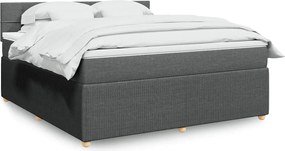 vidaXL Κρεβάτι Boxspring με Στρώμα Σκούρο Γκρι 180x200 εκ Υφασμάτιν