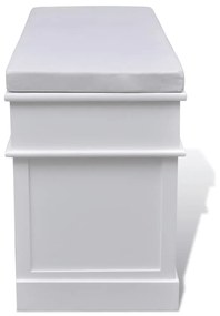 vidaXL Ξύλινος Πάγκος Παπουτσοθήκη Εισόδου με Μαξιλαρι 5 Συρτάρια Λευκό