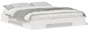 vidaXL Κρεβάτι δαπέδου Λευκό 180 x 200 cm Μασίφ ξύλο πεύκου