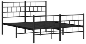 Πλαίσιο Κρεβατιού με Κεφαλάρι&amp;Ποδαρικό Μαύρο 150x200εκ. Μέταλλο - Μαύρο