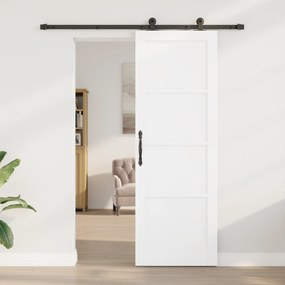 vidaXL Συρόμενη Πόρτα  με Σετ Υλικών Λευκή 73.5x211 εκ Στερεό Ξύλο Πεύκου