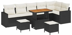 vidaXL Σετ Καναπέ Κήπου 9 pcs Μαύρο και κρεμ 90 x 55 x 71 cm