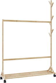 vidaXL Ράφι Ρούχων με Γάντζους και Ρόδες 100x35x157 εκ. από Μπαμπού