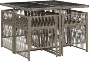 vidaXL Σετ Τραπεζαρίας Κήπου 5 τεμ. Γκρι Συνθ. Ρατάν με Μαξιλάρια