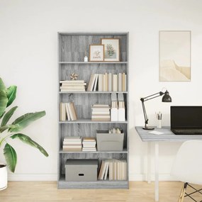 vidaXL Βιβλιοθήκη Γκρι Sonoma 80x24x176 εκ. από Επεξεργ. Ξύλο