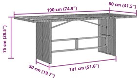 Τραπέζι Κήπου Επιφάνεια Ακακίας Μαύρο 190x80x75 εκ Συνθ Ρατάν - Μαύρο