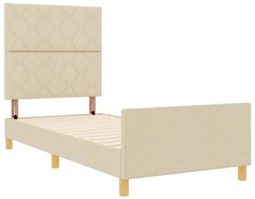 vidaXL Σκελετός Κρεβατιού με κεφαλάρι Κρεμ 90 x 190 cm ύφασμα