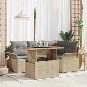 vidaXL Σετ Καναπέ Κήπου 5 pcs μπεζ και ανοιχτό γκρι 100 x 55 x 73 εκ