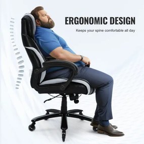 VEVOR Heavy Duty Executive Office Chair with Cutting-edge Adjustable Lumbar Support for Long Hours, Big and Tall 400lbs Office Chair, Wide Thick Padded Strong Metal Base Quiet Wheels