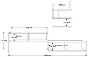 Σύνθετο Σαλονιού Kakomo σε Λευκό - Φυσικό 170x29.5x43εκ 170x29.5x43 εκ.