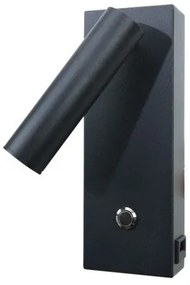 Σποτ Φωτιστικό Τοίχου 43037 μεταλλικό με θύρα USB Inlight-43037-BL-Μαύρο 43037-BL