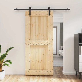 vidaXL Συρόμενη Πόρτα Φυσικό και Μαύρο 90 x 210 cm