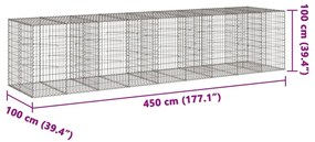 Συρματοκιβώτιο με Κάλυμμα 450x100x100εκ από Γαλβανισμένο Χάλυβα - Ασήμι