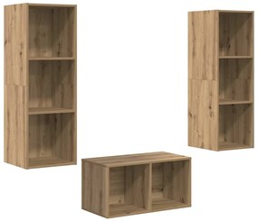 vidaXL Σετ επίπλου τηλεόρασης Επιτοίχιο artisan δρυς 37 x 37 x 107 εκ