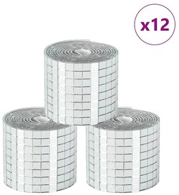 vidaXL Μωσαϊκό Καθρέπτη Γεωμετρικό 12 pcs Ασημί 100 x 4 εκ. Γυαλί