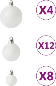 vidaXL Σετ Μπάλες Χριστουγεννιάτικες 100 Τεμάχια Λευκές
