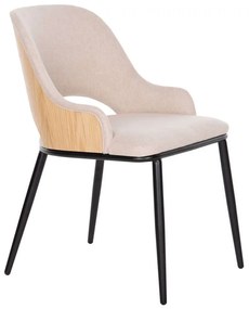 Καρέκλα Delf HM9617.02 48x55x76cm Με Πλάτη Oak-Beige Metal, Fabric, Technoderma