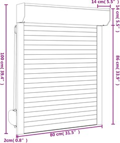 vidaXL Ρολό εισόδου Ανθρακί 80 x 100 cm Αλουμίνιο και Πολυουρεθάνη