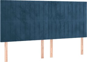 vidaXL Κρεβάτι Boxspring με Στρώμα Σκούρο Μπλε 180x200 εκ. Βελούδινο