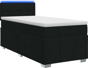 vidaXL Κρεβάτι box spring με στρώμα Μαύρο 80 x 200 cm Ύφασμα