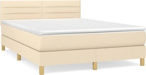 vidaXL Κρεβάτι Boxspring με Στρώμα Κρεμ 140x190 εκ. Υφασμάτινο