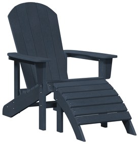vidaXL Καρέκλα Adirondack  με υποπόδιο ναυτικό μπλε HDPE
