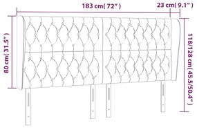 Κεφαλάρι με Πτερύγια Σκούρο Γκρι 183x23x118/128 εκ. Υφασμάτινο 3118307