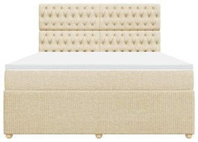 vidaXL Κρεβάτι Boxspring με Στρώμα Κρεμ 180x200 εκ. Υφασμάτινο