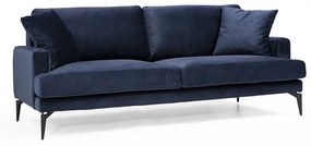 Καναπές 3θέσιος Fortune pakoworld βελούδο μπλε-μαύρο 205x88x90εκ