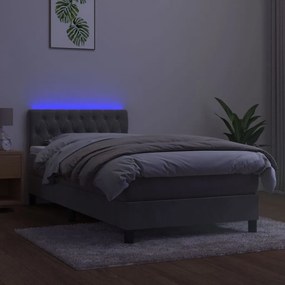 ΚΡΕΒΑΤΙ BOXSPRING ΜΕ ΣΤΡΩΜΑ &amp; LED ΑΝ.ΓΚΡΙ 90X190 ΕΚ. ΒΕΛΟΥΔΙΝΟ 3134555