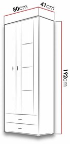 Βιτρίνα Charlotte E105, Γυαλιστερό λευκό, Άσπρο, Με συρτάρια, Με πόρτες, Ο αριθμός των θυρών: 2, Αριθμός συρταριών: 2, 192x80x41cm, 70 kg | Epipla1.gr