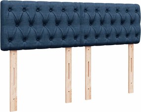 vidaXL Κρεβάτι Boxspring με Στρώμα Μπλε 140x200 εκ. Υφασμάτινο