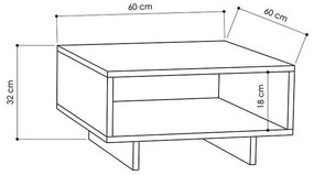 Τραπέζι σαλονιού Hola φυσικό-ανθρακί 60x60x32εκ 60x60x32 εκ.